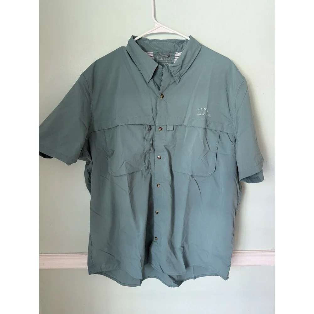 L.L Bean UPF 50+ Tropic Wear Shirt Sun Smart Hiking Short Sleeve XL  Mens‎ NWT